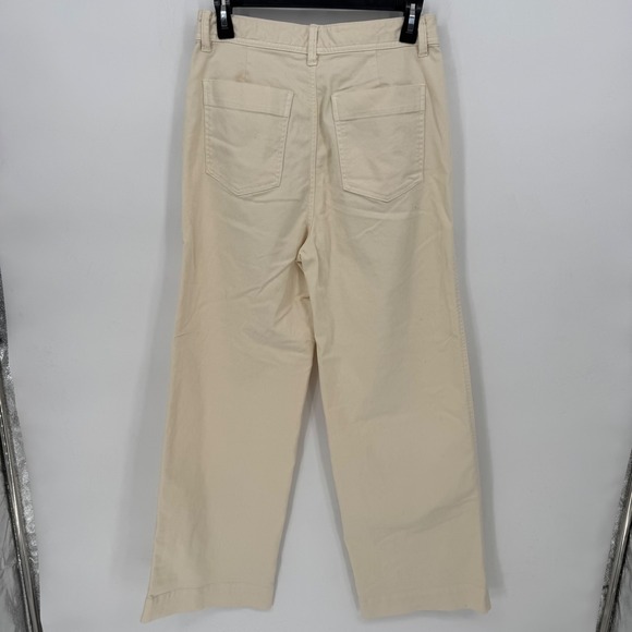 GAP High Rise Wide Leg Crop Pants Ivory Frost Cotton Blend Size 6 Tall - Picture 7 of 9